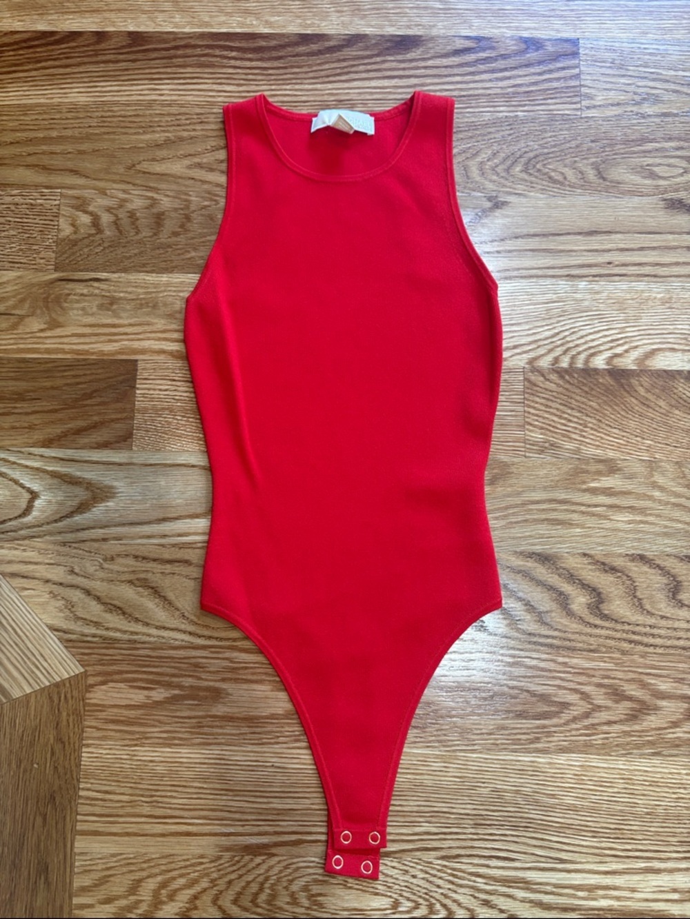 Michael Kors Bright Red Sleeveless knit stretch thong Bodysuit bodycon XS NWOT